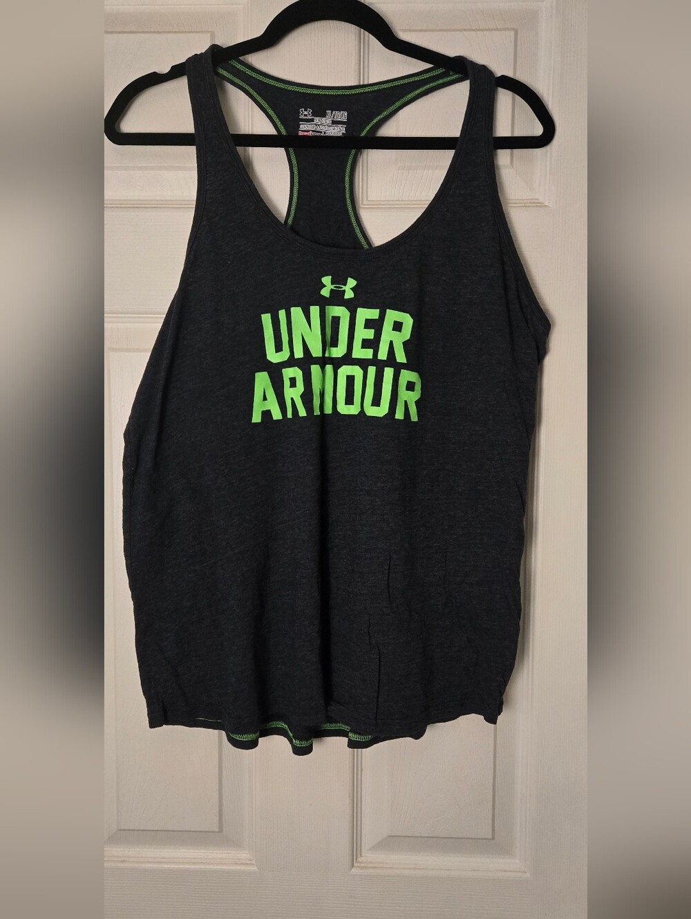Under Armour Dark Gray Tank with Neon Green Logo